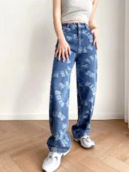 Womens Fashion Printed Jeans