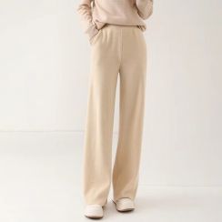 2Pcs Autumn and Winter Womens Slim Cashmere Straight Leg Pants