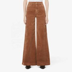 Women Brown High Waisted Wide Leg Corduroy Pants