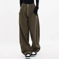 2Pcs Womens Hip Hop Wide Leg Pants with Big Pockets